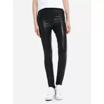 ZAN.STYLE Leather Leggings with Elasticized Waist - Black