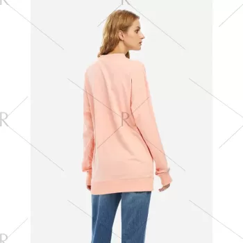 ZAN.STYLE Loose Fleece Sweatshirt - Pink