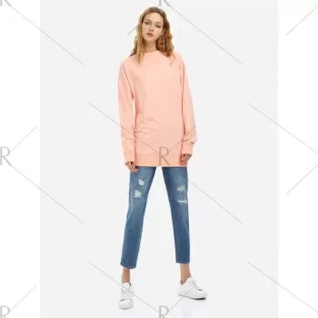 ZAN.STYLE Loose Fleece Sweatshirt - Pink