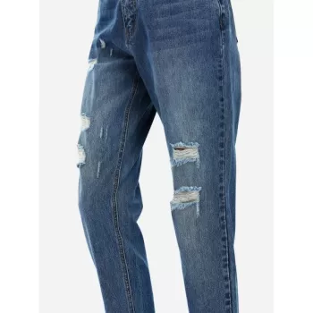 ZAN.STYLE Ripped Ankle Jeans - Blue