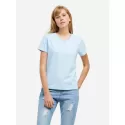 ZAN.STYLE Split Neck T-shirt - Light Blue