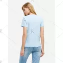 ZAN.STYLE Split Neck T-shirt - Light Blue
