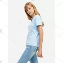 ZAN.STYLE Split Neck T-shirt - Light Blue