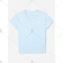 ZAN.STYLE Split Neck T-shirt - Light Blue