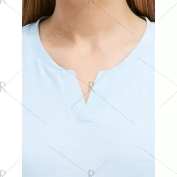 ZAN.STYLE Split Neck T-shirt - Light Blue