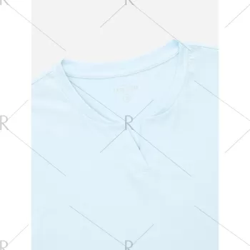ZAN.STYLE Split Neck T-shirt - Light Blue