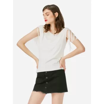 ZAN.STYE Tassel Sleeveless Tank Top - White