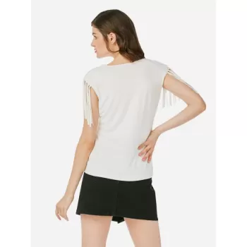 ZAN.STYE Tassel Sleeveless Tank Top - White