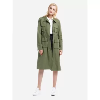 ZAN.STYLE Utility Trench Coat - Army Green
