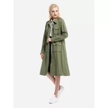 ZAN.STYLE Utility Trench Coat - Army Green