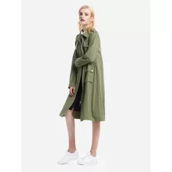 ZAN.STYLE Utility Trench Coat - Army Green