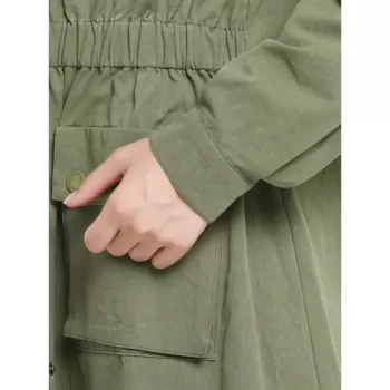ZAN.STYLE Utility Trench Coat - Army Green