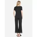 ZAN.STYLE V Neck Sleepwear Short Sleeve Pajama Set - Black