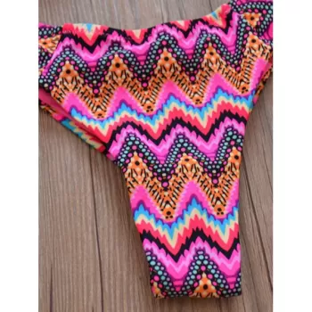 Zig Zag Halterneck Bikini Set - Rose Red