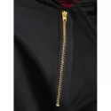 Zip Detail Drawstring Hoodie - Black