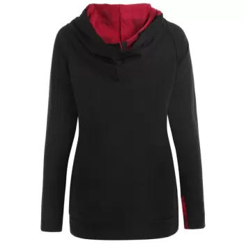 Zip Detail Drawstring Hoodie - Black