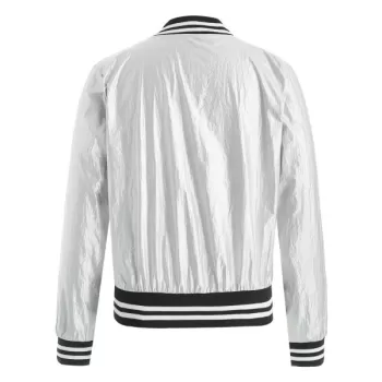Zip Fly Metallic Bomber Jacket - ilver