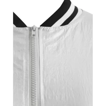 Zip Fly Metallic Bomber Jacket - ilver