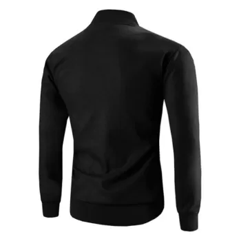 Zip Up Panel Baseball Jacket - Black