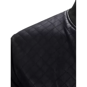 Zip Up Panel Baseball Jacket - Black