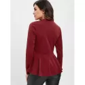Zip Up Peplum Top - Red Wine