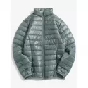 Zip Up Solid Warm Lightweight Padded Jacket - Gray Cloud
