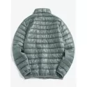 Zip Up Solid Warm Lightweight Padded Jacket - Gray Cloud