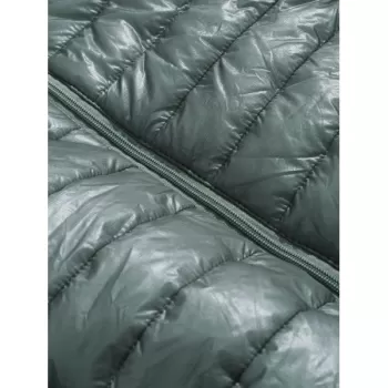 Zip Up Solid Warm Lightweight Padded Jacket - Gray Cloud