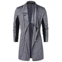 Zip Up Space Dye Longline Coat - Gray