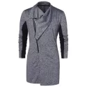 Zip Up Space Dye Longline Coat - Gray