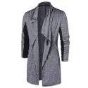 Zip Up Space Dye Longline Coat - Gray