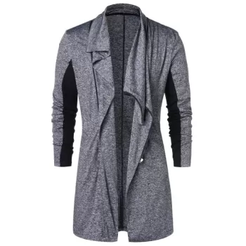 Zip Up Space Dye Longline Coat - Gray