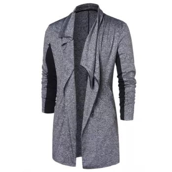 Zip Up Space Dye Longline Coat - Gray