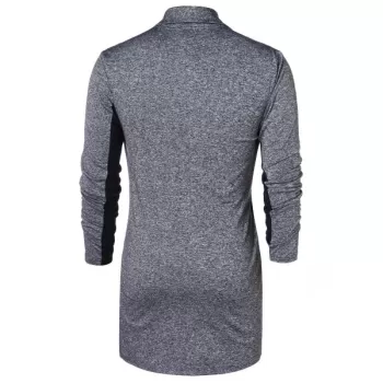 Zip Up Space Dye Longline Coat - Gray