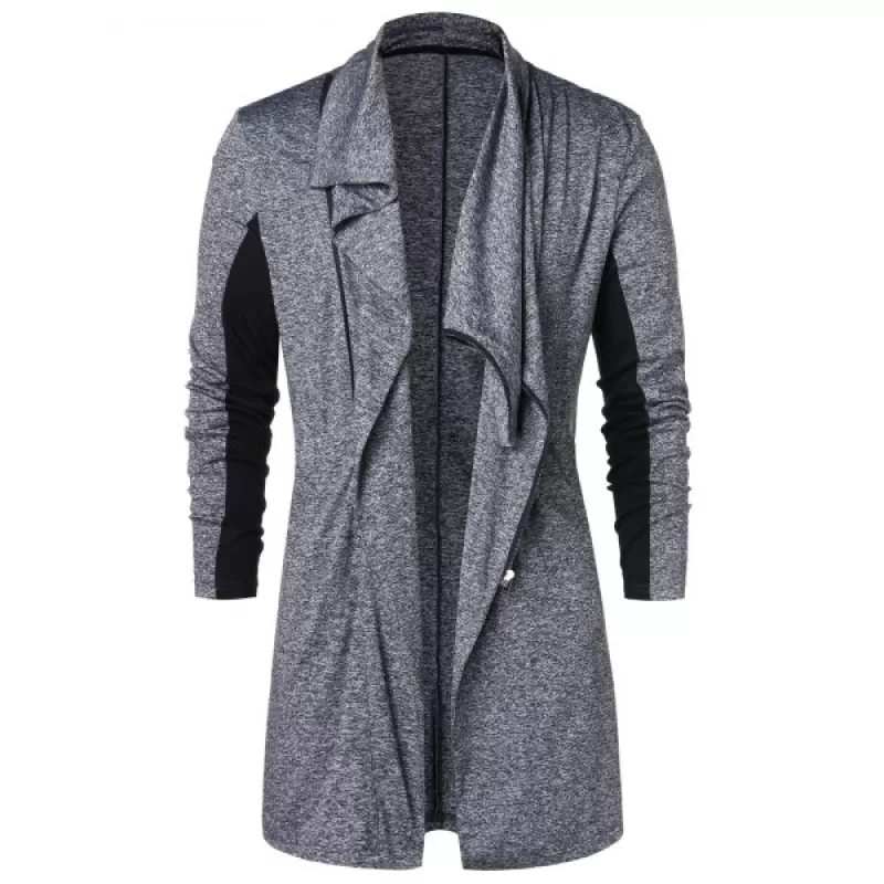 Zip Up Space Dye Longline Coat - Gray