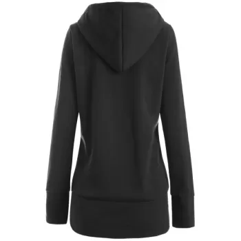 Zipper Fly Thicken Leopard Pattern Hoodie - Black Grey