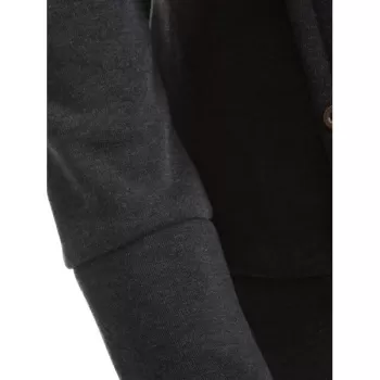 Zipper Fly Thicken Leopard Pattern Hoodie - Black Grey