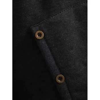 Zipper Fly Thicken Leopard Pattern Hoodie - Black Grey