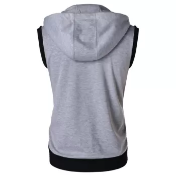 Zipper Sleeveless Hooded Tank Top - Gray