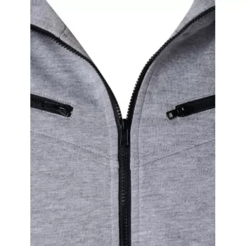Zipper Sleeveless Hooded Tank Top - Gray